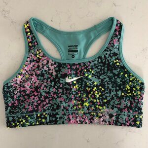 Nike Pro Activewear Floral Racer Back Top Green Yellow Pink Sz M - no fabric tag